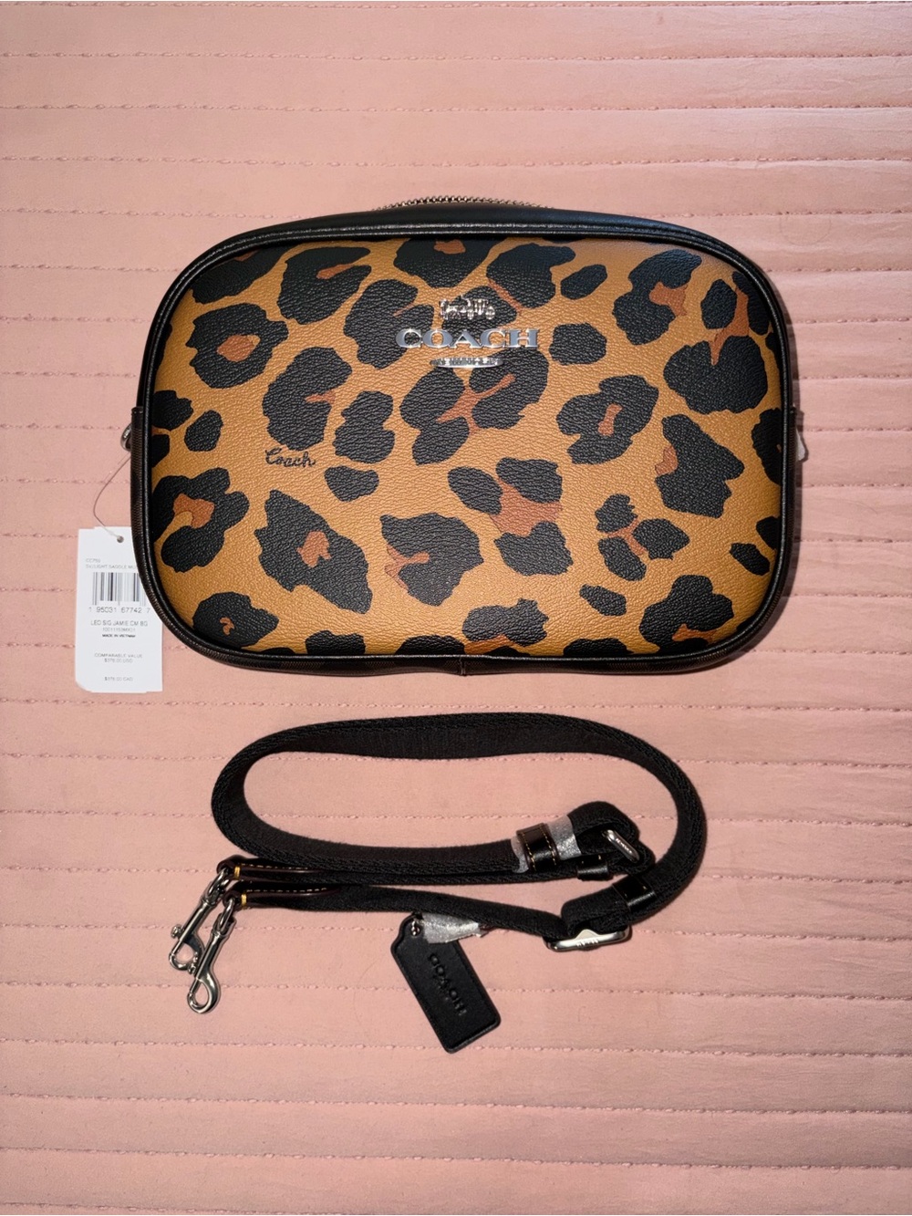 Coach CC759 Jamie Camera Bag In Signature Canvas With Leopard Print